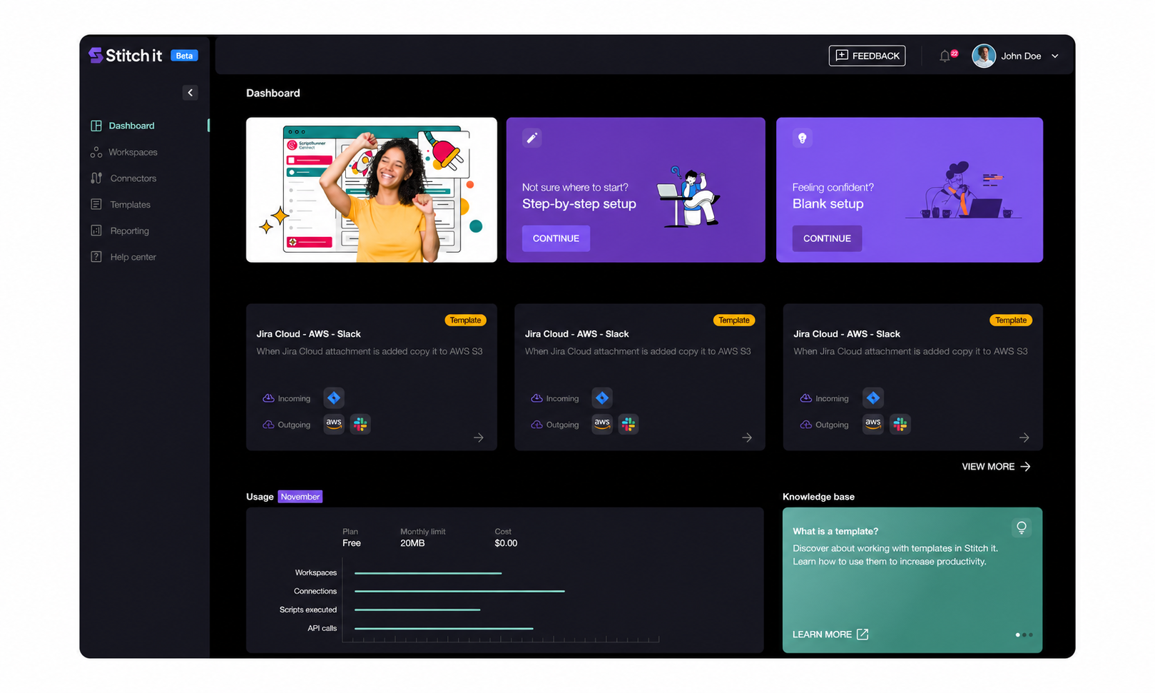 Stitch-It dashboard UI