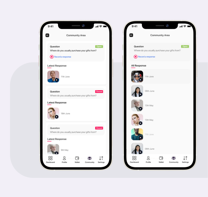 Influence app role and product context screens.